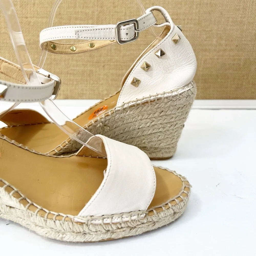 Anthropologie Maypol Ankle Strap Studded Leather Espadrille Sandals Size 9.5